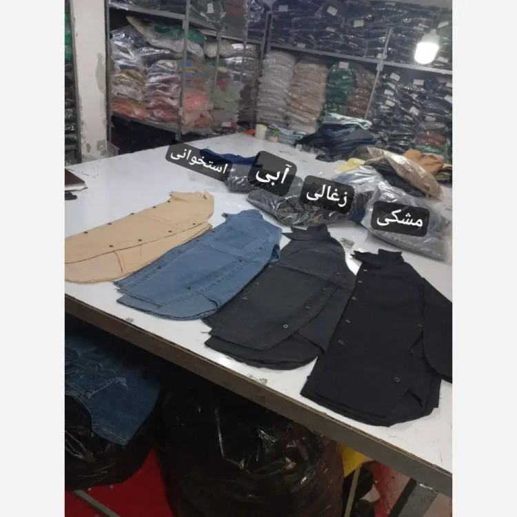 شومیز جین کاغذی دو جیب ریشدار سایز 1 و 2