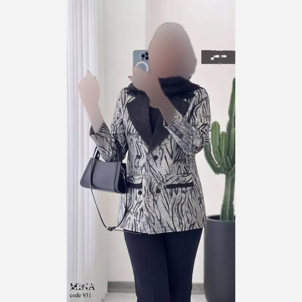 کت تک مریلا جنس ژاکارد مجلسی رنگ طلایی نقره ای خاکی فری سایز تا 46