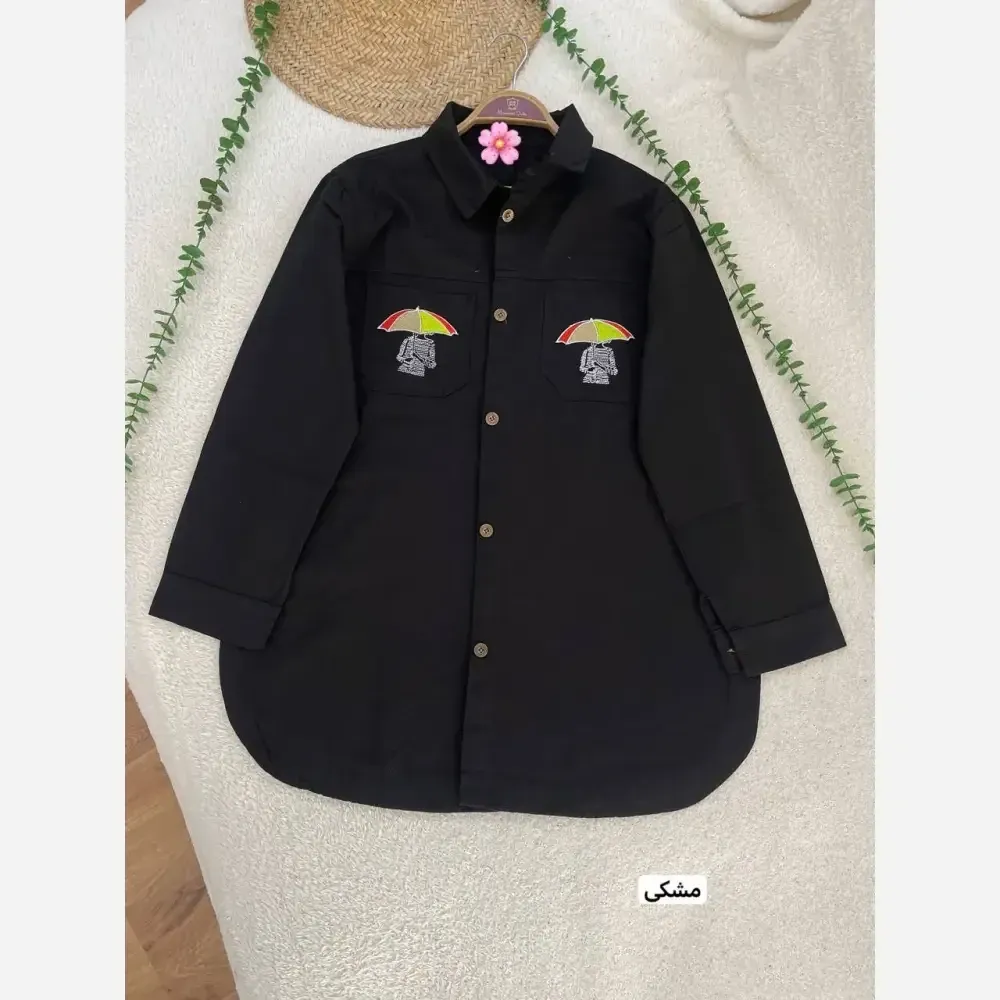 مانتو کتان پاییزه زنانه گلدوزی شده گرم بالا قد 79 رنگ بندی متنوع سایز L XL